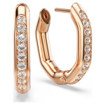 Dextera hoop earrings Octagon shape, Round cut, Small, White, Rose gold-tone plated